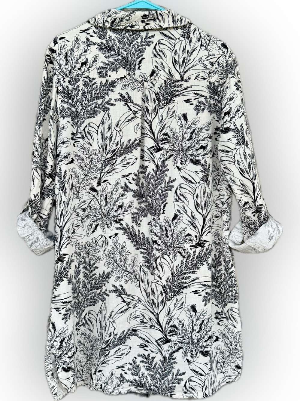 Tahari 100% Linen Botanical Print Shirt Dress L - Picture 15 of 15